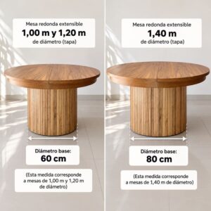 Mesa redonda extensible madera varillada Nativa - SILVINA C 3131 (1)
