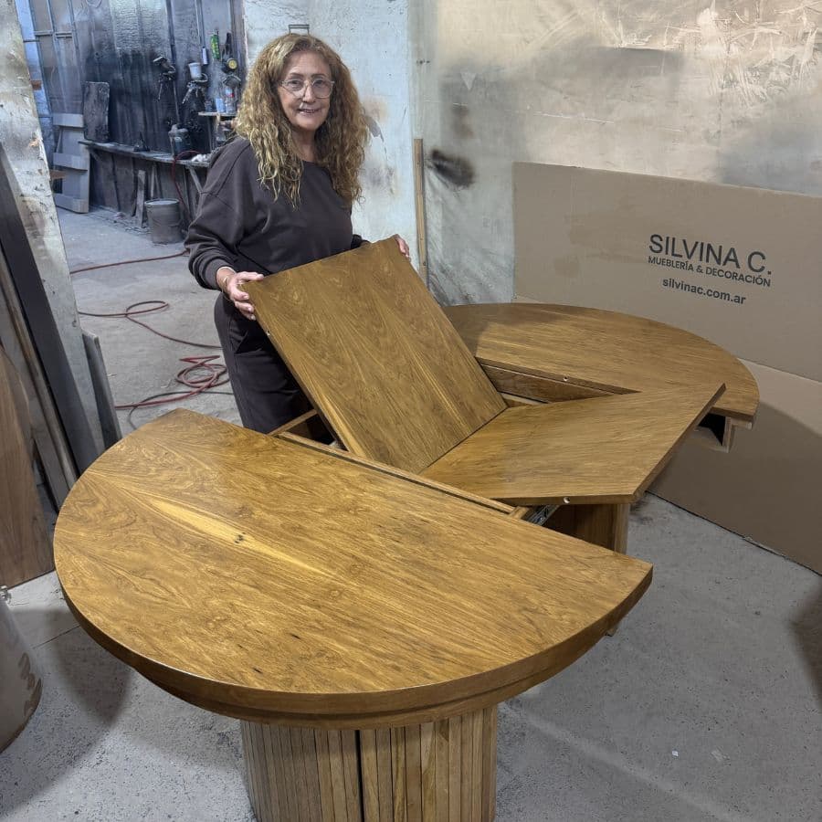 Mesa redonda extensible madera varillada Nativa - SILVINA C 532 Mesa redonda extensible madera varillada Nativa - SILVINA C 532