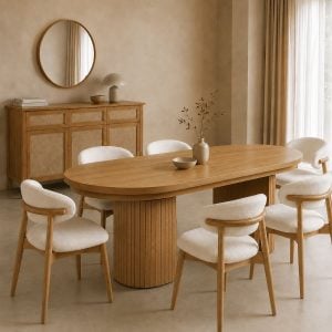 Mesa redonda extensible madera varillada Nativa - SILVINA C 6432