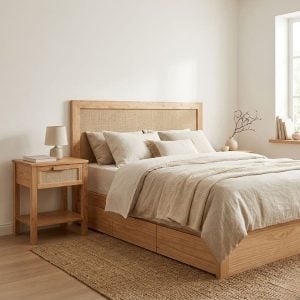 RESPALDO CAMA FLOTANTE MADERA PARAÍSO ARPILLERA TOM - SILVINA C