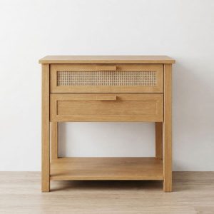Mesa luz madera 2 cajones arpillera Jane - SILVINA C (2)