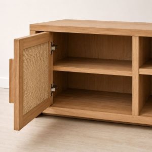 Rack tv madera Nórdica puertas Arpillera Terra - SILVINA C 2