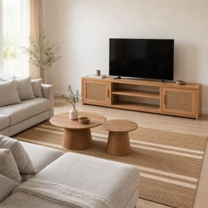 Rack tv madera Nórdica puertas Arpillera Terra - SILVINA C 8