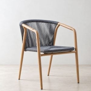 Silla Aluminio exterior Apilable soga Gris Naoto - SILVINA C (2)