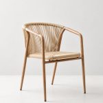 Silla Aluminio jardín Apilable soga Beige Naoto