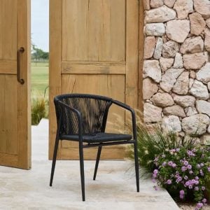 Silla Aluminio jardín Apilable soga Black Naoto - SILVINA C (11)