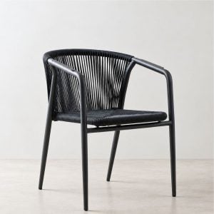 Silla Aluminio jardín Apilable soga Black Naoto - SILVINA C (9)