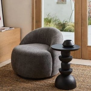 Sillón individual redondo Moderno Gris giratorio Bufy - SILVINA C (4)